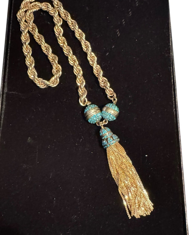 Elegant Endless Possibilities Heidi Daus Gold Turquoise Crystal Necklace NIB