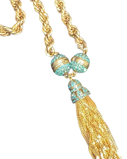 Elegant Endless Possibilities Heidi Daus Gold Turquoise Crystal Necklace NIB
