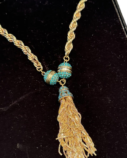 Elegant Endless Possibilities Heidi Daus Gold Turquoise Crystal Necklace NIB