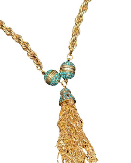 Elegant Endless Possibilities Heidi Daus Gold Turquoise Crystal Necklace NIB