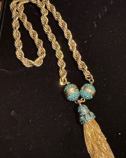 Elegant Endless Possibilities Heidi Daus Gold Turquoise Crystal Necklace NIB
