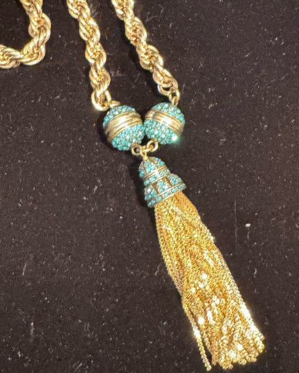 Elegant Endless Possibilities Heidi Daus Gold Turquoise Crystal Necklace NIB