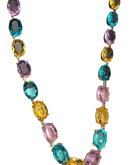 NIB Heidi Daus "The Devil Wears" Oval Necklace Citrine Aqua Violet Stones