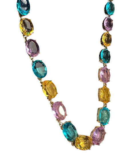 NIB Heidi Daus "The Devil Wears" Oval Necklace Citrine Aqua Violet Stones