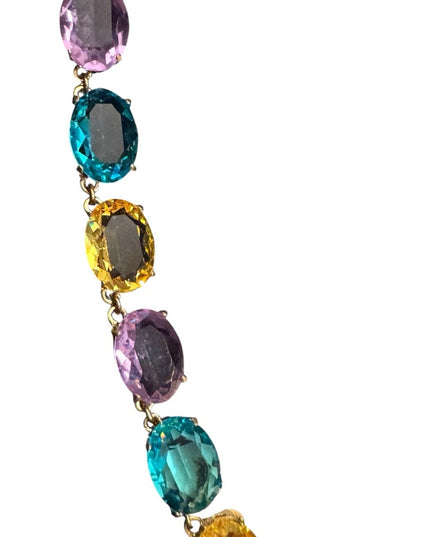 NIB Heidi Daus "The Devil Wears" Oval Necklace Citrine Aqua Violet Stones