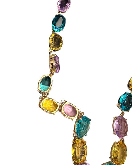 NIB Heidi Daus "The Devil Wears" Oval Necklace Citrine Aqua Violet Stones