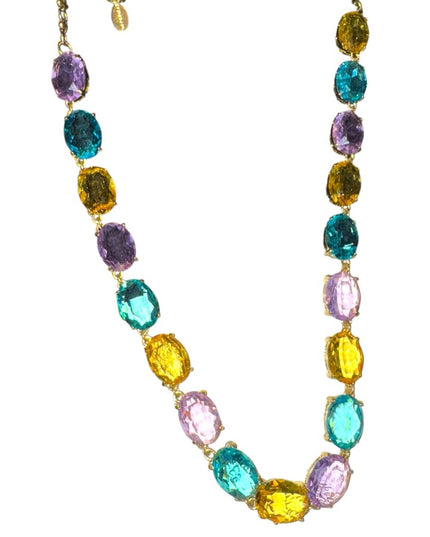 NIB Heidi Daus "The Devil Wears" Oval Necklace Citrine Aqua Violet Stones