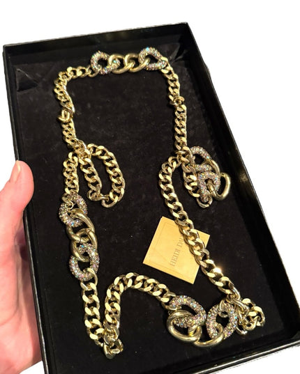 Heidi Daus Gold Chain Necklace with Rainbow Crystal Accents Heidi Daus Gold Link