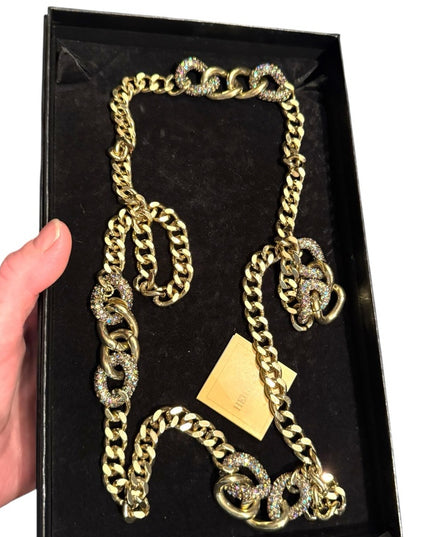 Heidi Daus Gold Chain Necklace with Rainbow Crystal Accents Heidi Daus Gold Link