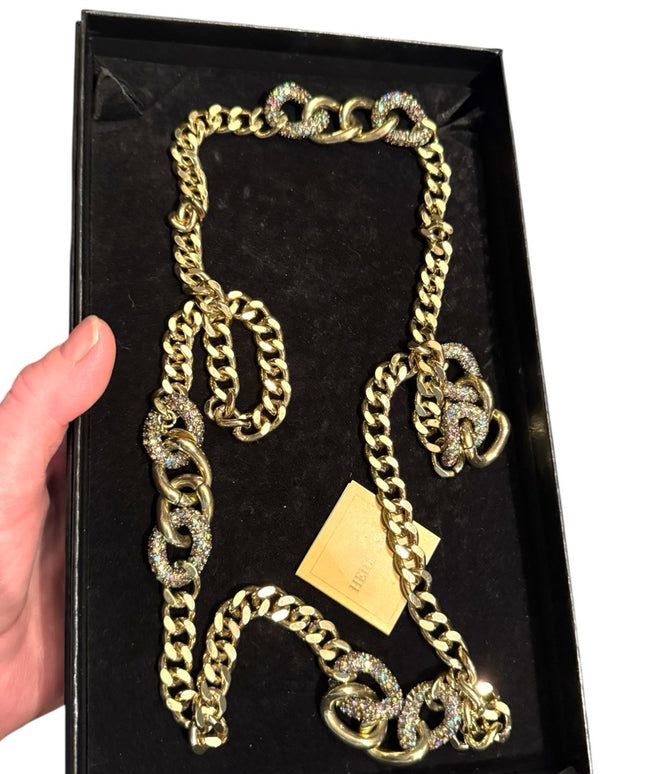 Heidi Daus Gold Chain Necklace with Rainbow Crystal Accents Heidi Daus Gold Link