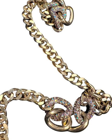 Heidi Daus Gold Chain Necklace with Rainbow Crystal Accents Heidi Daus Gold Link