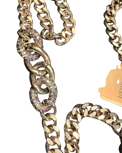 Heidi Daus Gold Chain Necklace with Rainbow Crystal Accents Heidi Daus Gold Link