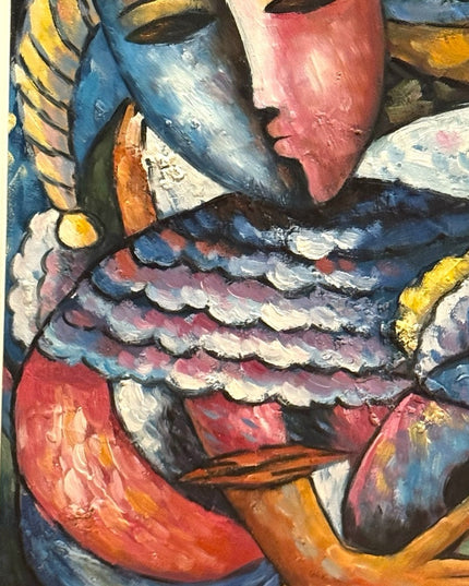 Vintage signed Jean Fini Abstract Art Oil Painting Gold Frame