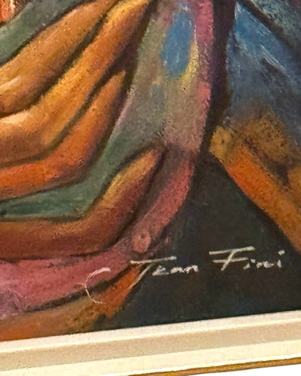 Vintage signed Jean Fini Abstract Art Oil Painting Gold Frame