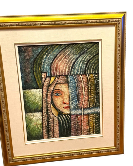 Abstract Modernist Signed Canvas Oil Painting Professionally Framed Art