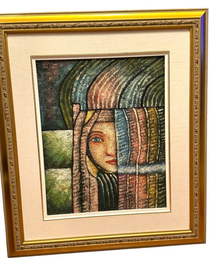 Abstract Modernist Signed Canvas Oil Painting Professionally Framed Art