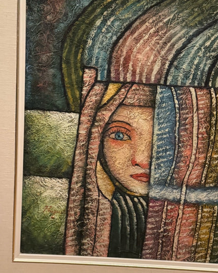 Abstract Modernist Signed Canvas Oil Painting Professionally Framed Art