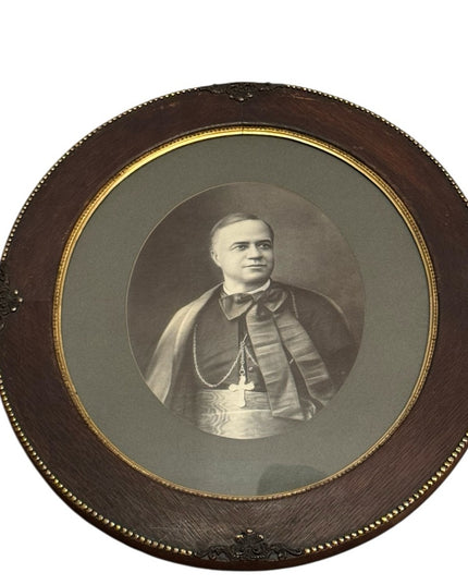 Antique Wood Oval Framed Religious Portrait  Bishop Joseph-Médard Émard Catholic