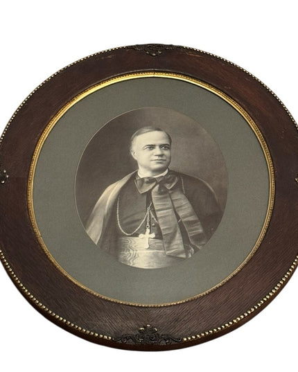 Antique Wood Oval Framed Religious Portrait  Bishop Joseph-Médard Émard Catholic