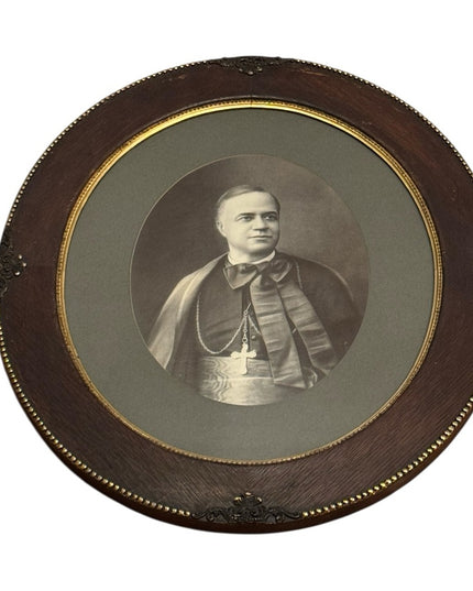 Antique Wood Oval Framed Religious Portrait  Bishop Joseph-Médard Émard Catholic