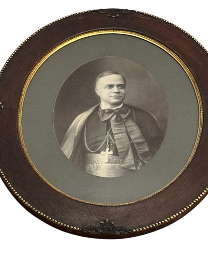 Antique Wood Oval Framed Religious Portrait  Bishop Joseph-Médard Émard Catholic