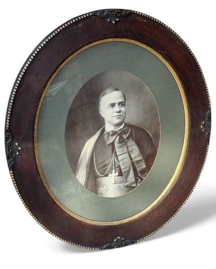 Antique Wood Oval Framed Religious Portrait  Bishop Joseph-Médard Émard Catholic