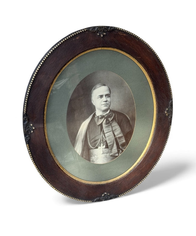 Antique Wood Oval Framed Religious Portrait  Bishop Joseph-Médard Émard Catholic