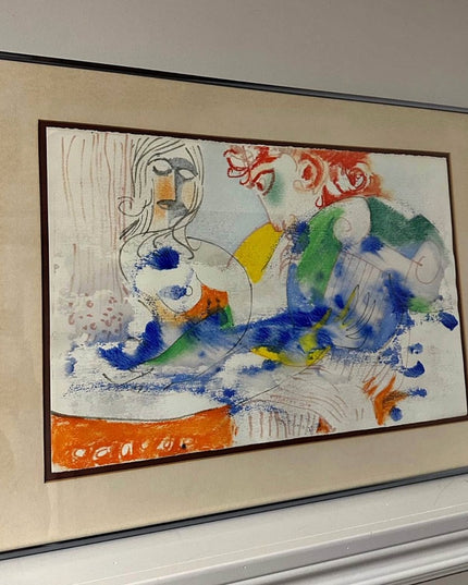 DUBI ARIE “ Song Of David” 1977 Acrylic Painting Origional Art Vintage RARE