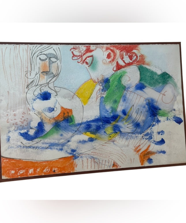 DUBI ARIE “ Song Of David” 1977 Acrylic Painting Origional Art Vintage RARE