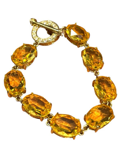 Heidi Daus Devil Wears Citrine crystal chunky runway bracelet gold plt