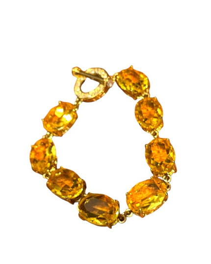 Heidi Daus Devil Wears Citrine crystal chunky runway bracelet gold plt