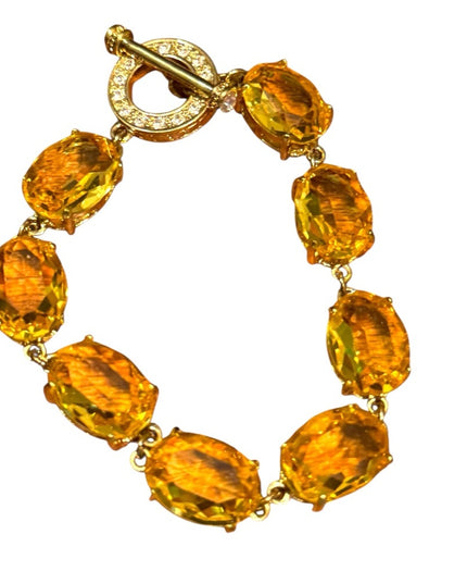 Heidi Daus Devil Wears Citrine crystal chunky runway bracelet gold plt