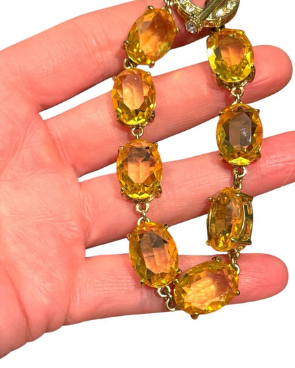 Heidi Daus Devil Wears Citrine crystal chunky runway bracelet gold plt