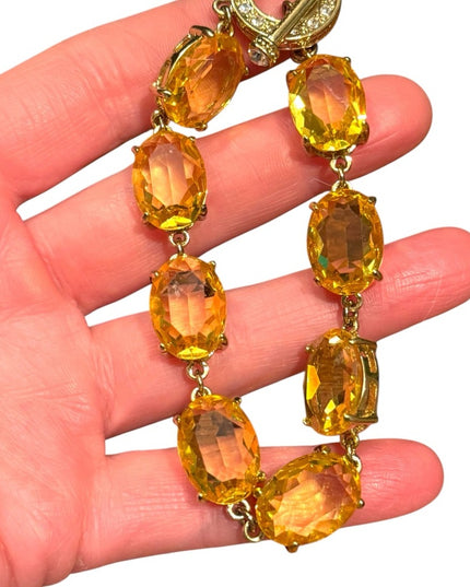 Heidi Daus Devil Wears Citrine crystal chunky runway bracelet gold plt