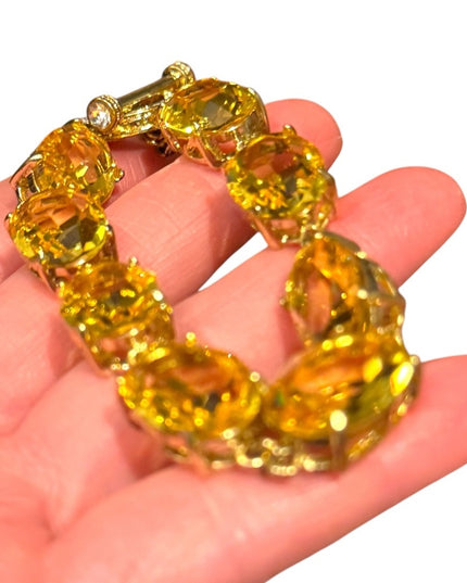 Heidi Daus Devil Wears Citrine crystal chunky runway bracelet gold plt