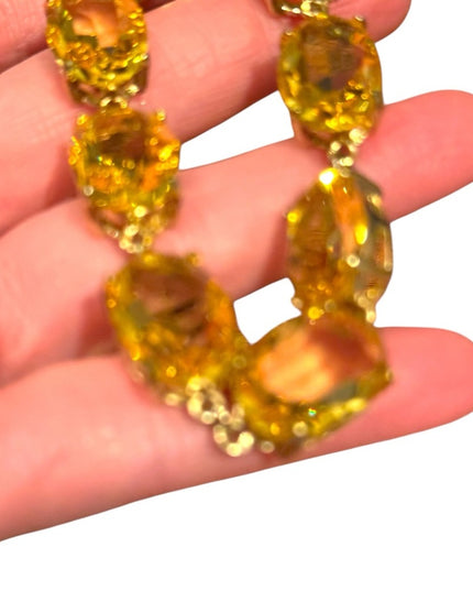 Heidi Daus Devil Wears Citrine crystal chunky runway bracelet gold plt