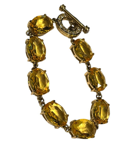 Heidi Daus Devil Wears Citrine crystal chunky runway bracelet gold plt