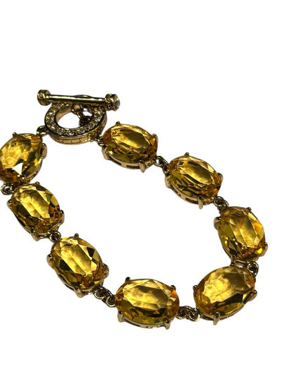 Heidi Daus Devil Wears Citrine crystal chunky runway bracelet gold plt