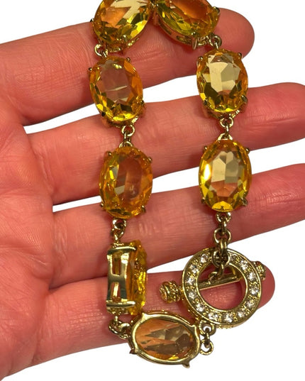 Heidi Daus Devil Wears Citrine crystal chunky runway bracelet gold plt
