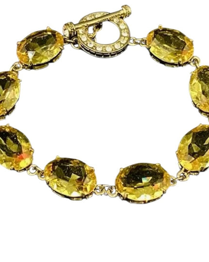 Heidi Daus Devil Wears Citrine crystal chunky runway bracelet gold plt