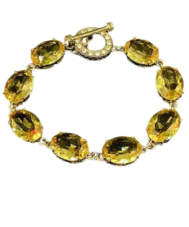 Heidi Daus Devil Wears Citrine crystal chunky runway bracelet gold plt