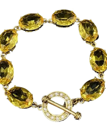 Heidi Daus Devil Wears Citrine crystal chunky runway bracelet gold plt