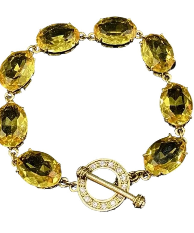 Heidi Daus Devil Wears Citrine crystal chunky runway bracelet gold plt