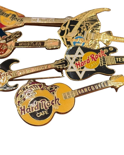 Hard Rock Cafe Colorful Guitar Pin Set LOT 6 pcs