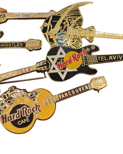 Hard Rock Cafe Colorful Guitar Pin Set LOT 6 pcs