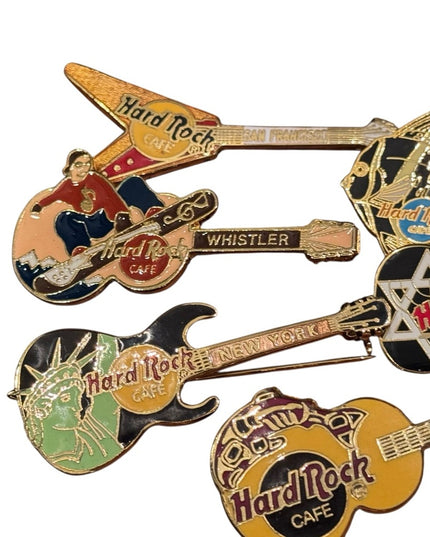 Hard Rock Cafe Colorful Guitar Pin Set LOT 6 pcs