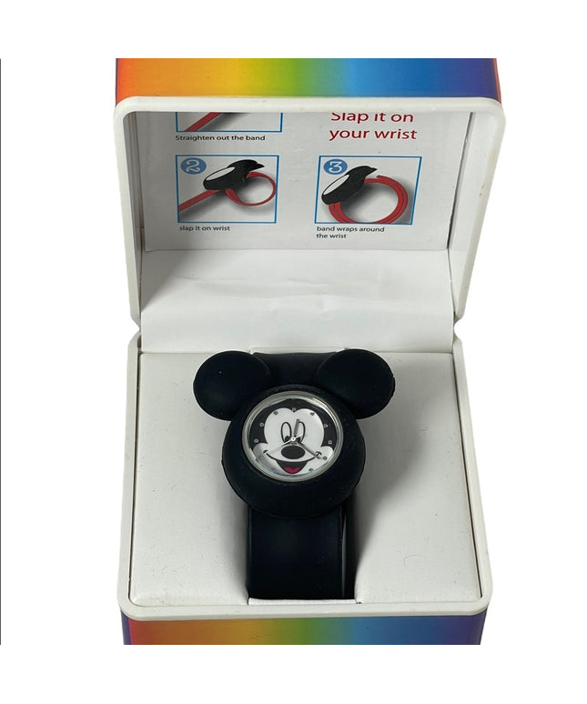 Disney NIB Black micky mouse slap on black wrist watch