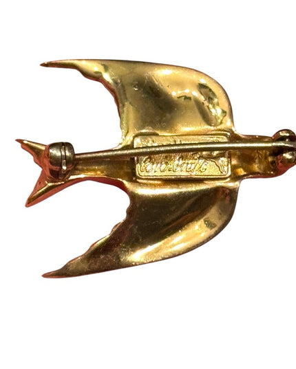 Coro Pegasus Sterling Silver Gold Bird Brooch
