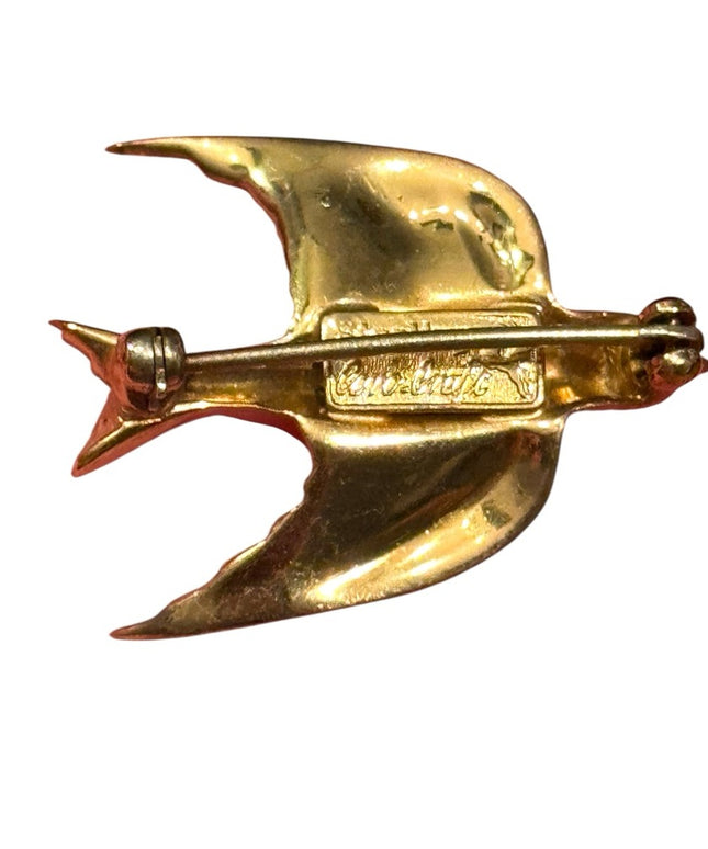 Coro Pegasus Sterling Silver Gold Bird Brooch
