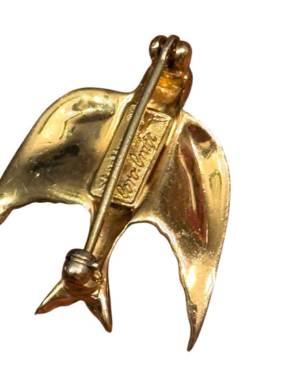 Coro Pegasus Sterling Silver Gold Bird Brooch